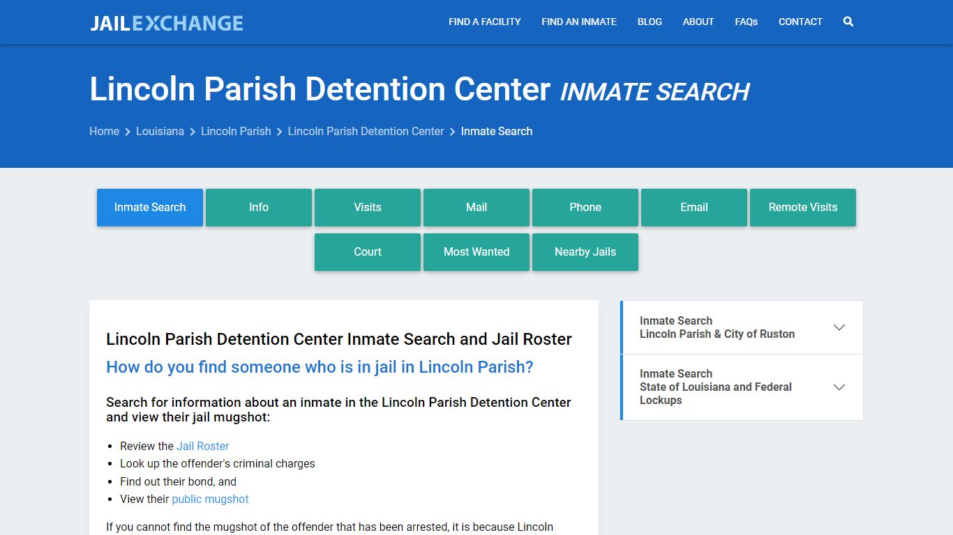 Lincoln Parish Detention Center Inmate Search - Jail Exchange